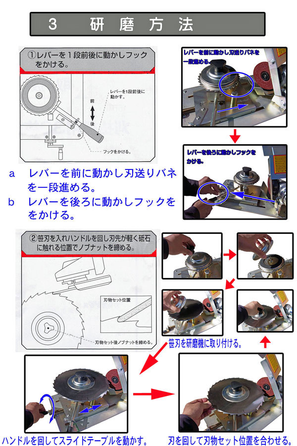 ３０枚笹刈刃専用研磨機の使い方４